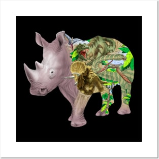 Rhino and dinosaur Posters and Art